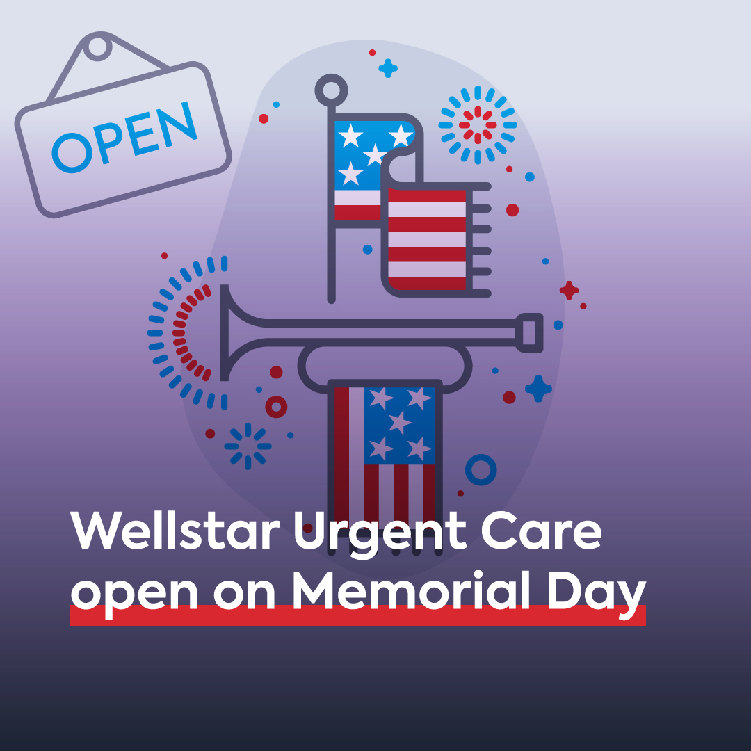 Wellstar Health System (@wellstarhealth) on Twitter photo All Wellstar Urgent Care locations will have regular hours Memorial Day, May 26. Our clinicians are here for you if you experience a minor illness or injury. Find a location at spr.ly/6013NxmtW or start a Virtual Urgent Care visit 24/7 at spr.ly/6011Nxmtv. All Wellstar Urgent Care locations will have regular hours Memorial Day, May 26. Our clinicians are here for you if you experience a minor illness or injury. Find a location at spr.ly/6013NxmtW or start a Virtual Urgent Care visit 24/7 at spr.ly/6011Nxmtv.