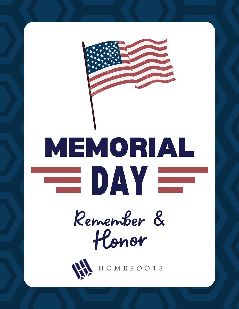 HomeRoots_Co's tweet photo. This Memorial Day, we pause to honor the brave men and women who made the ultimate sacrifice. ❤️ 🤍 💙  #MemorialDay #HomeRoots https://t.co/E1H5UMtaGz