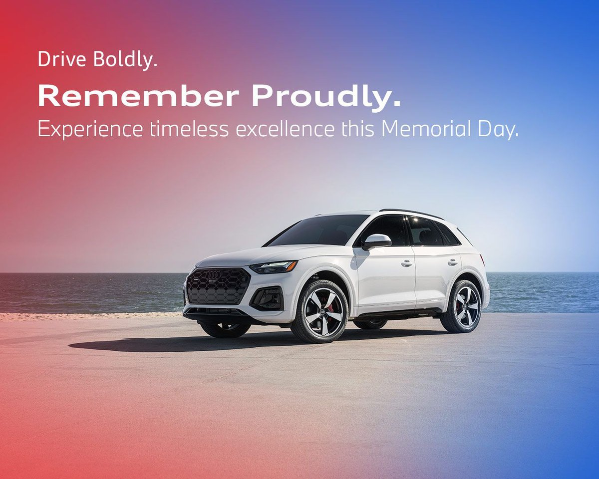 AudiArlington's tweet photo. This Memorial Day, we honor the brave and remember their sacrifice. Drive boldly, remember proudly, and experience timeless excellence behind the wheel of an Audi. 

#AudiArlington #MemorialDay https://t.co/EFG84S5dib