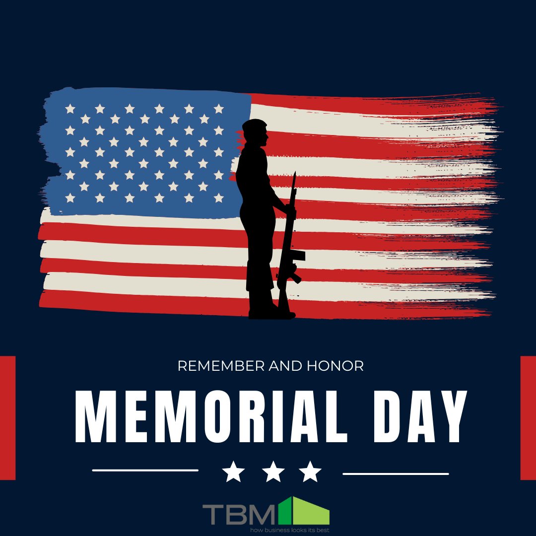 TBM_Janitorial's tweet photo. This Memorial Day, we honor the brave men and women who made the ultimate sacrifice for our freedom. In observance, our office will be closed on May 26, 2025. Let us take a moment to reflect and pay tribute. We’ll resume regular hours on May 27th!  #MemorialDay #HonorAndRemember https://t.co/51NFbA952J