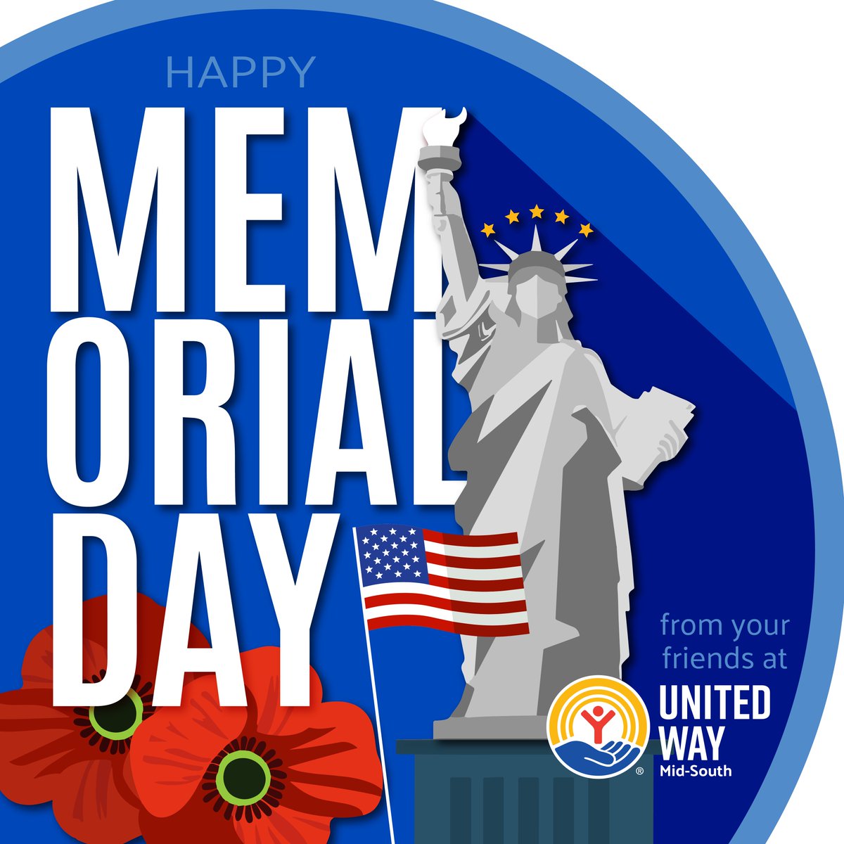 Today, we remember and honor those who served. 🕊️🇺🇸 Happy Memorial Day from your friends at United Way of the Mid-South.

#MemorialDay #UnitedWayMidSouth