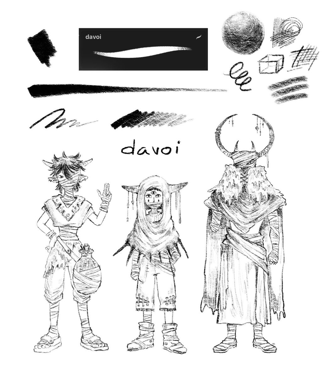 ในบรัชเซ็ตใหม่ที่จะลงขายอาทิตย์นี้เราชอบใช้ davoi สเก็ตงานคาร์ดีไซน์ช่วงนี้มาก น้องจะหัวเหลี่ยมๆหน่อย เส้นแข็งเทกเจอร์หยาบ ฟีลดินสอไส้เข้มฮะ