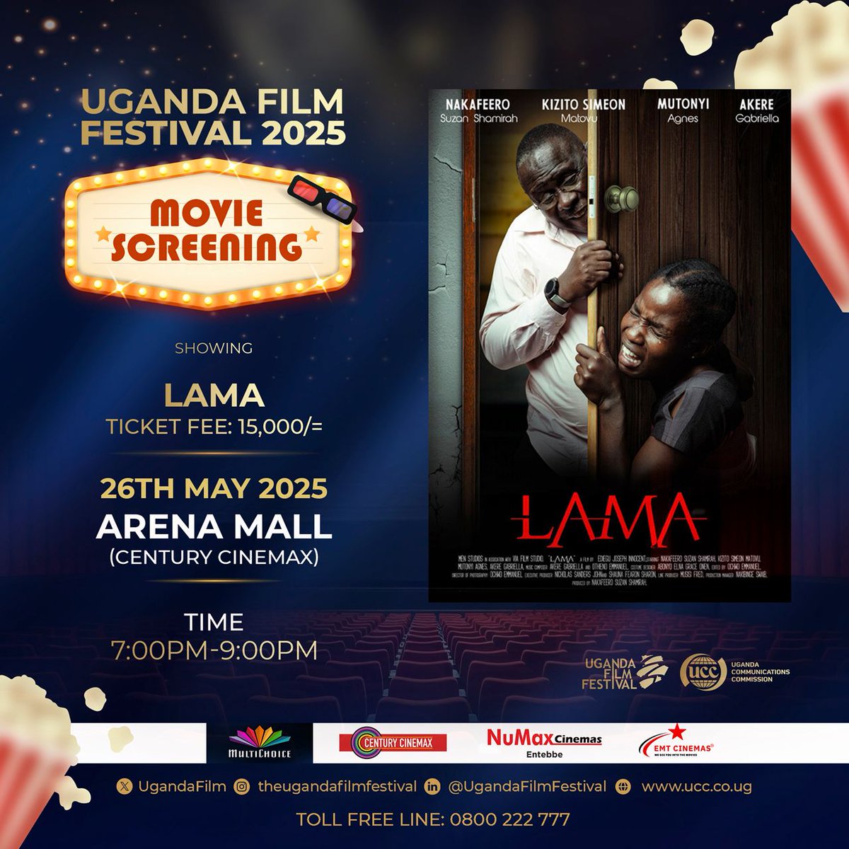 Let's all be there... supporting our own, the Ugandan Film Makers..... our Talents.
<a href="/UgandaFilm/">Uganda Film Festival</a> <a href="/UCC_Official/">UCC</a> 
<a href="/UgandaFilmInd/">Uganda Film Industry</a> <a href="/mtnug/">MTN Uganda</a> <a href="/ntvuganda/">NTV UGANDA</a> <a href="/CapitalFMUganda/">Capital FM Uganda</a>