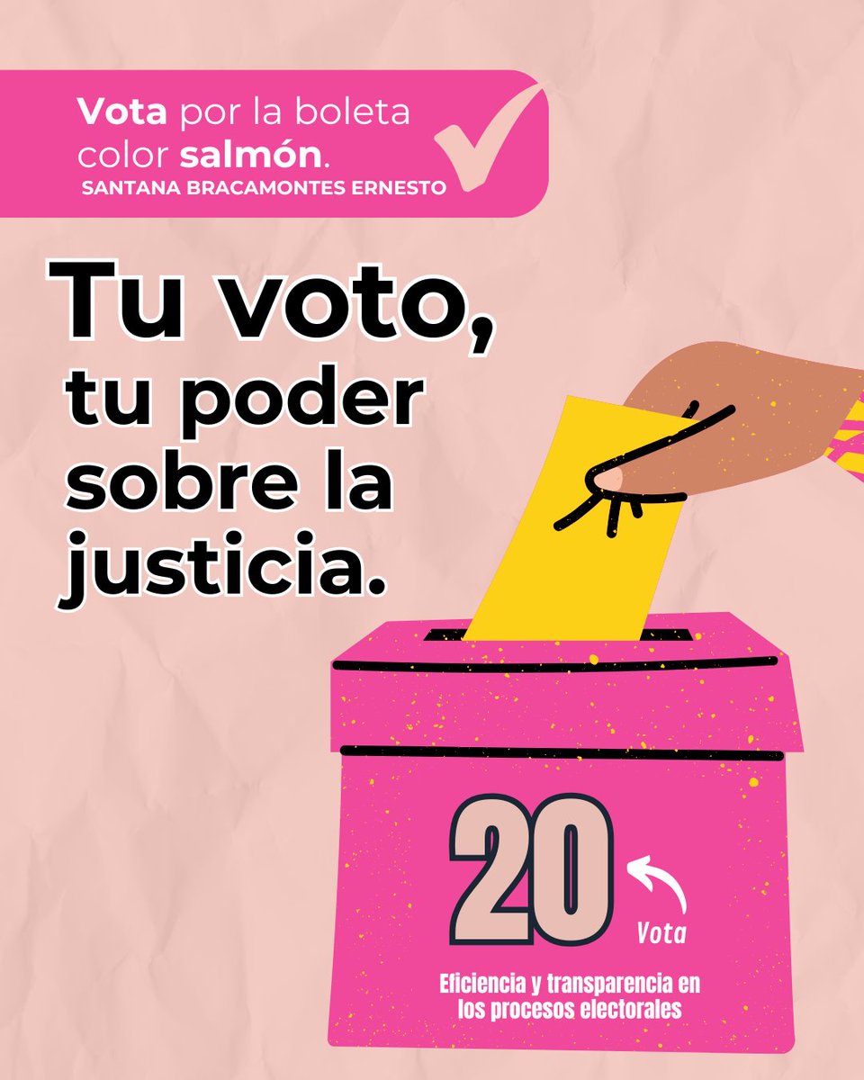 ✍️ Elige con conciencia: Ernesto Santana Bracamontes, número 20 en la boleta. 

#TúDecides #VotoResponsable #JusticiaConCausa