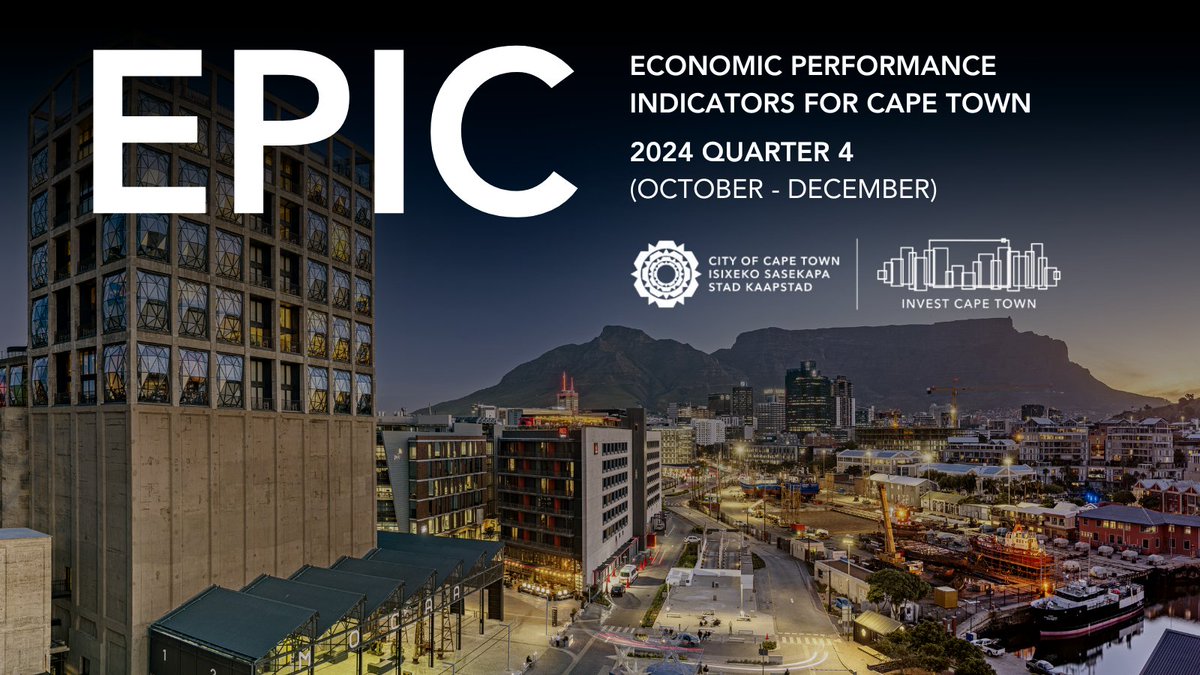 The 47th edition of the Economic Performance Indicators for Cape Town (EPIC) is out!

Q4 2024 highlights:

✔️ WC economy grew 0.8%
✔️ 25,804 jobs added in Cape Town
✔️ 1M+ international visitors
✔️ 2.88M airport pax movements

Read more: shorturl.at/xZBoD

#InvestCapeTown
