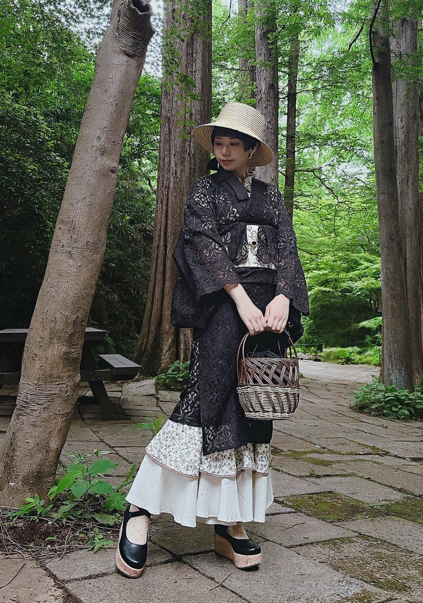 Lina様ピンク着物さちこ＆青着物まちこセット 二部式着物セット/雲井ぼかし草小紋柄[女性用](33-OD253SET