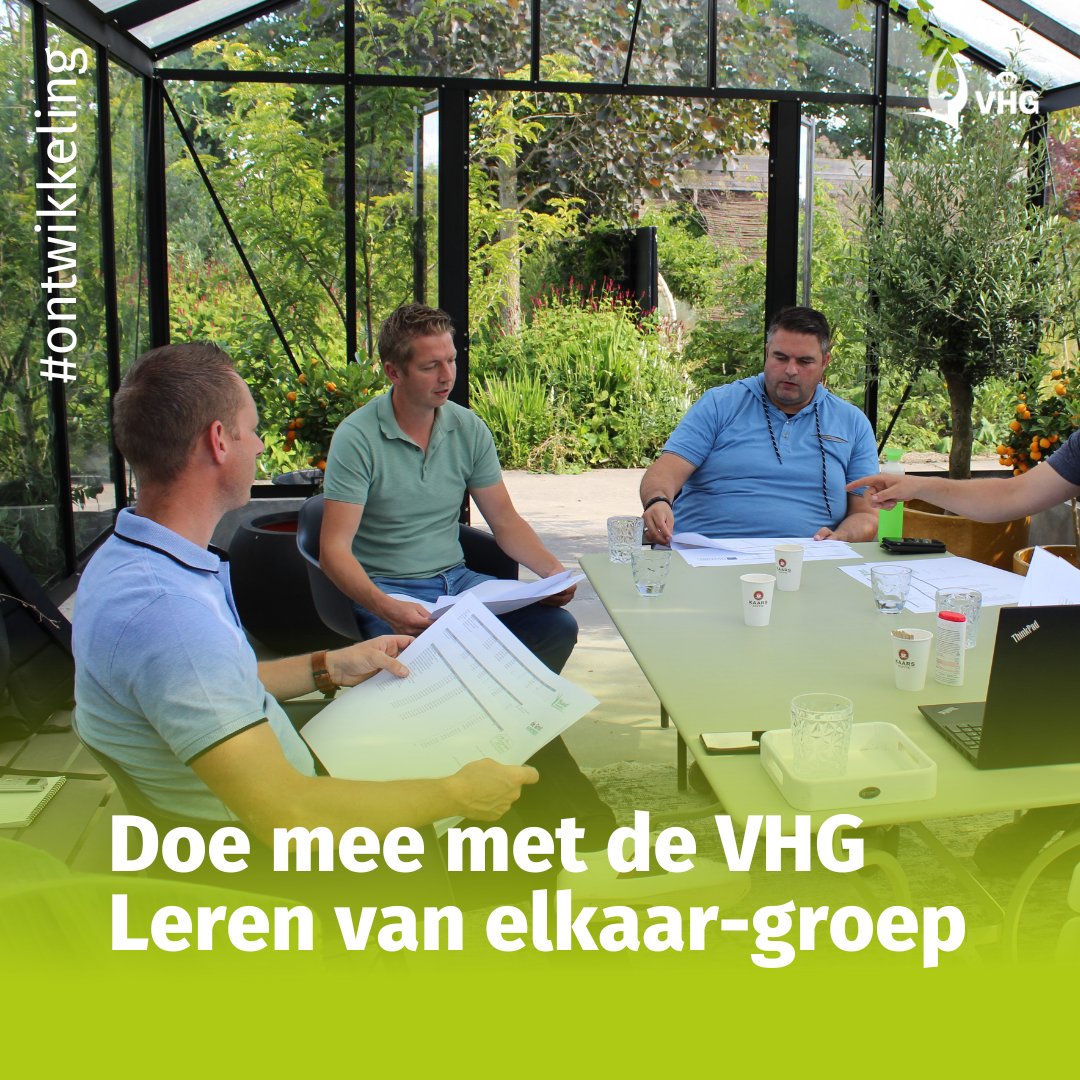 Als ondernemer in het groen sta je vaak alleen voor belangrijke keuzes. Hoe fijn is het dan om te sparren met collega-ondernemers die precies weten waar jij tegenaan loopt? Dat kan in de Leren van elkaar-groep van Koninklijke VHG! Interessant? Lees meer: vhg.org/ondernemer/nie…