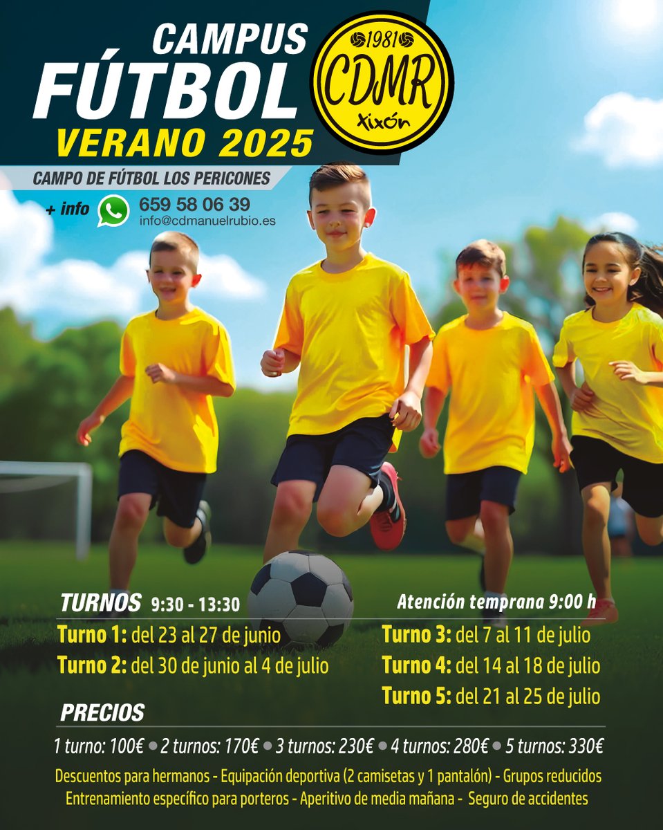⚽ Van pasando los días. Cada vez queda menos para disfrutar del campus de verano del Manuel Rubio. No dejes para mañana lo que puedas hacer hoy y... ¡Apúntate! Lo vas a pasar realmente bien.

¡Vamos, Manolo! 🟡⚫