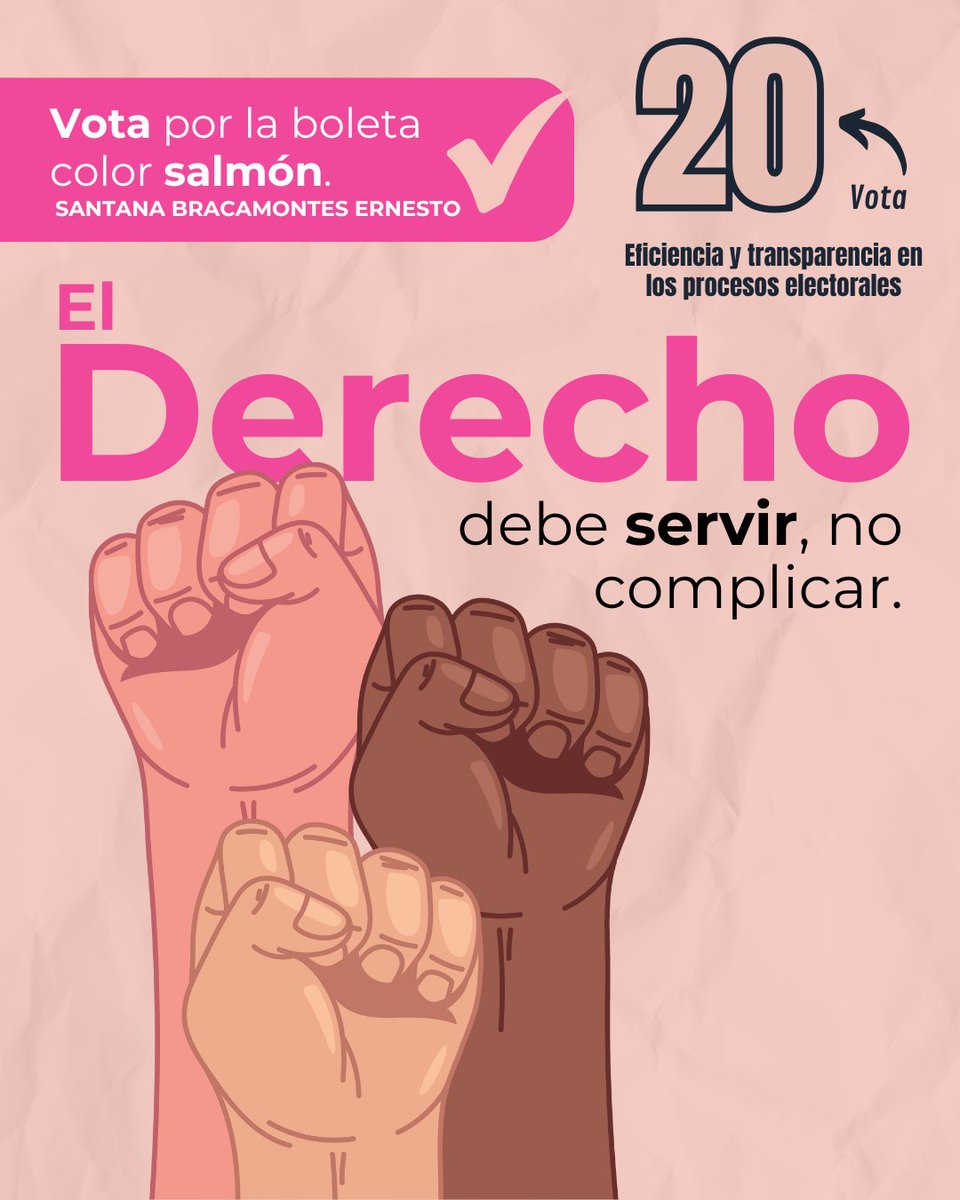 Con Ernesto Santana Bracamontes, la justicia será más clara. Número 20. 

#AccesoReal #JusticiaSimple #Magistrado2025