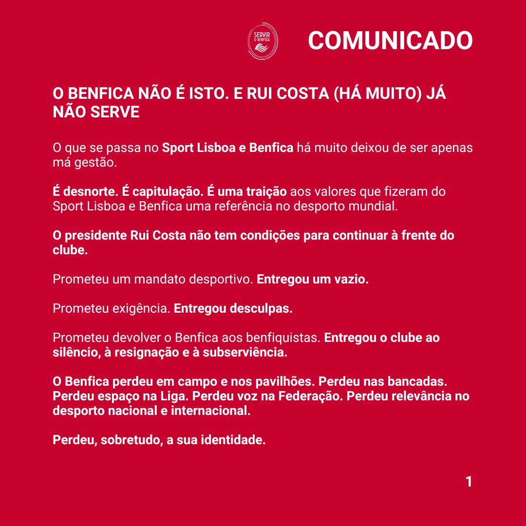 ServirOBenfica's tweet image. O Benfica merece e exige mais.