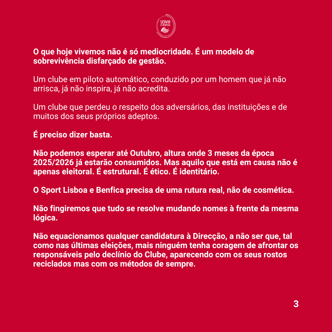 ServirOBenfica's tweet image. O Benfica merece e exige mais.