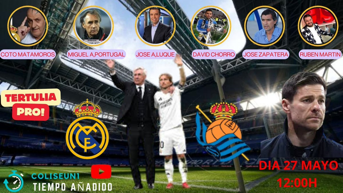 youtube.com/live/vI4_E8Ylc…  Martes 27 DE MAYO a las 12 del Mediodía Directo TERTULIA "PRO" con <a href="/COTOMATAMOROS_1/">✞ COTO MATAMOROS ✞</a> <a href="/LuqueJoseA/">José Antonio Luque</a> <a href="/maportugal55/">Miguel A. Portugal</a> <a href="/RubenMartinAS/">Rubén Martín AS</a> <a href="/davidchorroh/">David Chorro</a>  y JOSE ZAPATERA