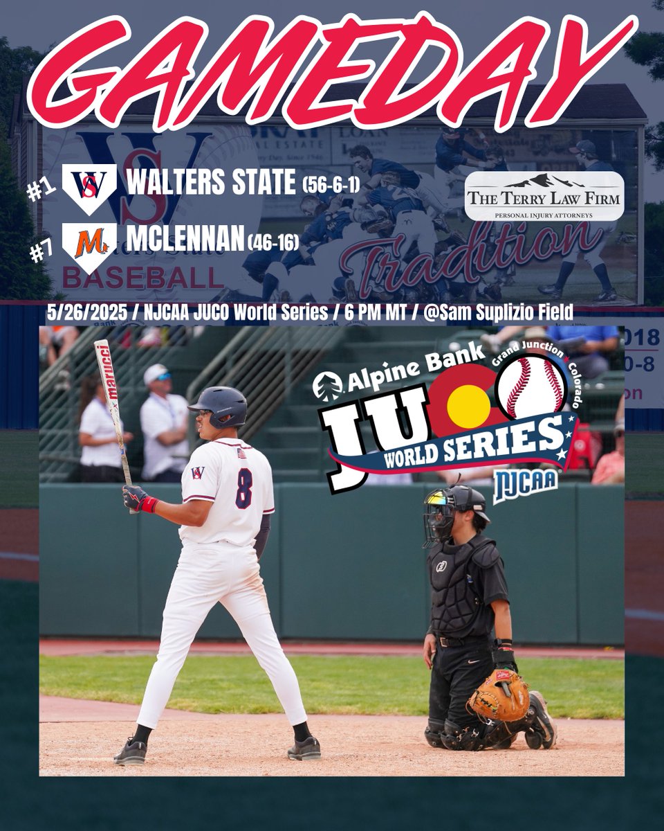Walters State Athletics (@waltersstsports) on Twitter photo Excited to be playing in tonight's Memorial Day night game! First pitch for <a href="/WSCCbaseball/">WaltersStBaseball</a> is set for 6 pm MT (8 pm ET) on ESPN+.
WATCH: espn.com/watch/player/_…
LISTEN: player.listenlive.co/43171?path=bas…
LIVE STATS: jucogj.org/sidearmstats/b… Excited to be playing in tonight's Memorial Day night game! First pitch for <a href="/WSCCbaseball/">WaltersStBaseball</a> is set for 6 pm MT (8 pm ET) on ESPN+.
WATCH: espn.com/watch/player/_…
LISTEN: player.listenlive.co/43171?path=bas…
LIVE STATS: jucogj.org/sidearmstats/b…
