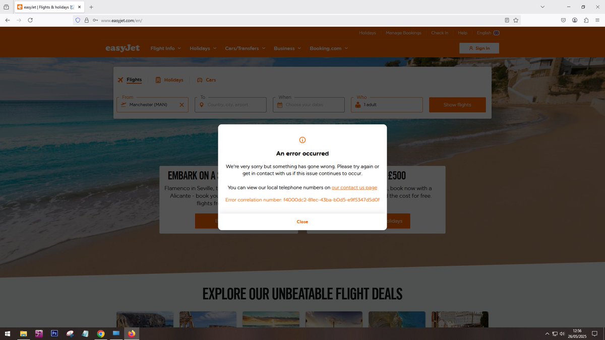 JordanSheaffer's tweet photo. @easyJet I'm having issues logging into your website on Desktop, I've tried 3 different web browsers, cleared cookies/cache/updated and reset password and I still can't login. However I can login on my mobile fine.

I'm getting this error message... https://t.co/RBtyse4JUn