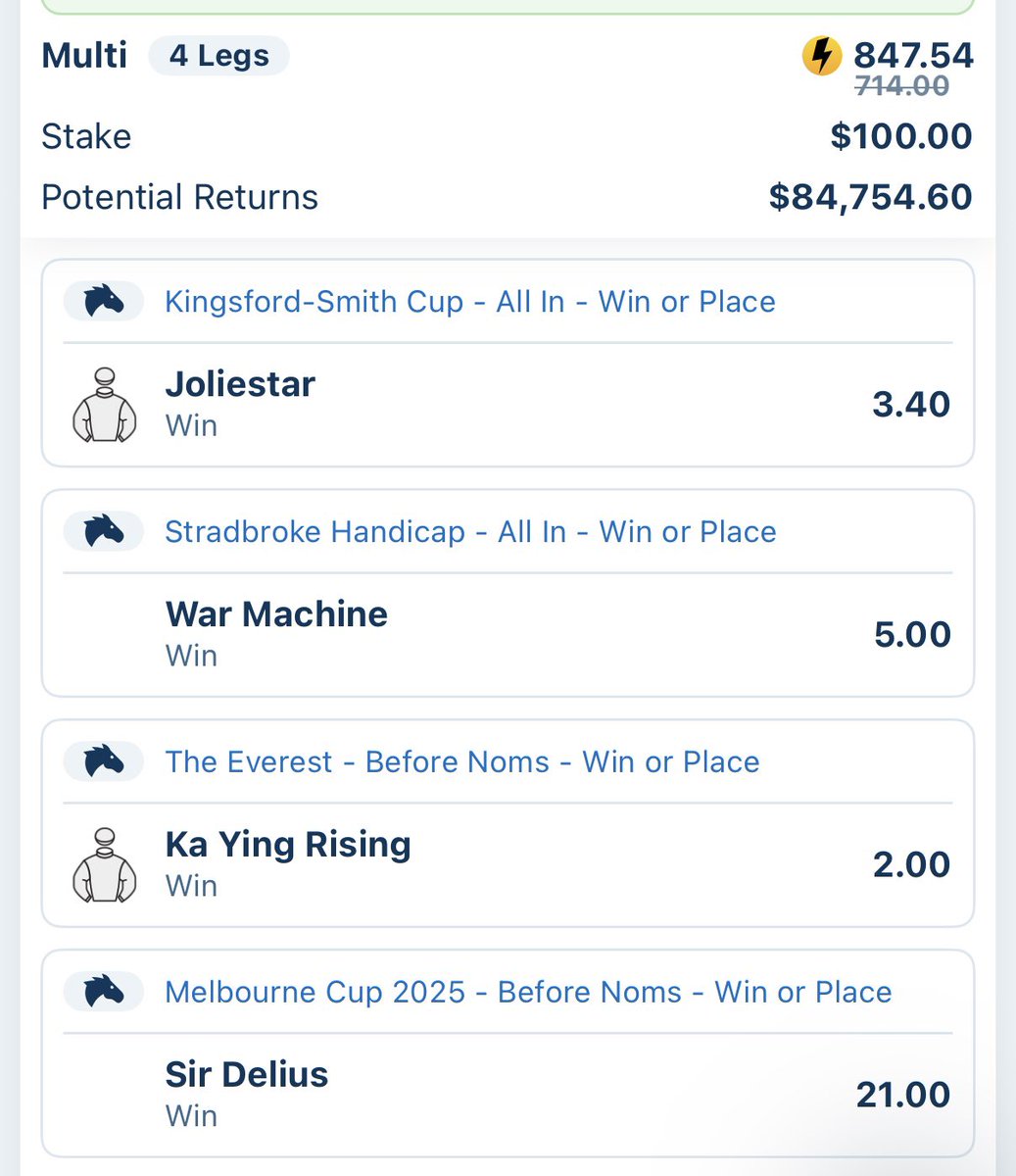 Racing_Previews's tweet image. Futures multi 🚨

2U @ $847.54 Sportsbet 🤞🏼