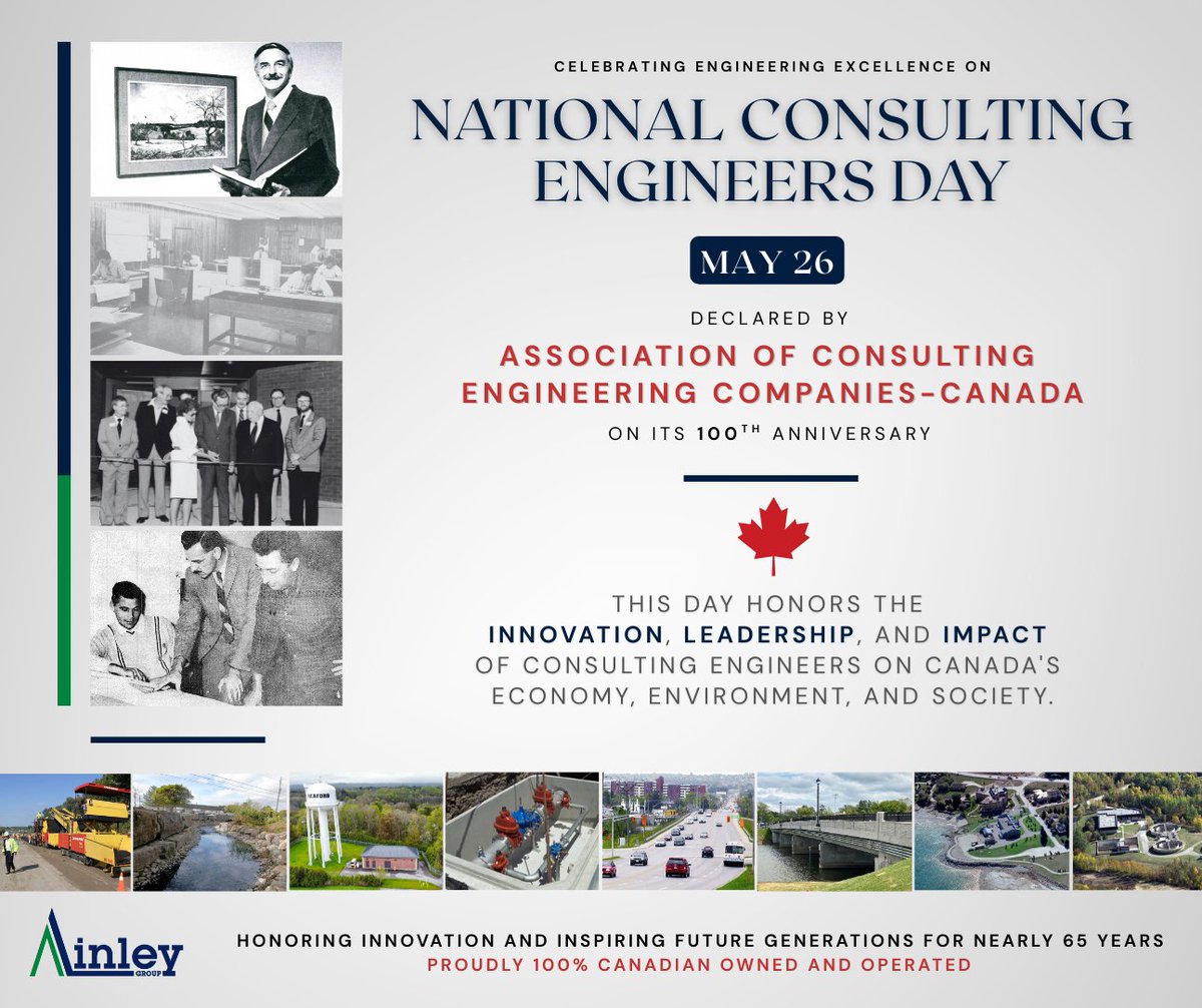 This #NationalConsultingEngineeringDay we join <a href="/ACECCanada/">ACEC-Canada</a> in celebrating the vital role of consulting engineers in shaping our communities.  We honor all engineers—past, present, and future—who contribute to a brighter, sustainable tomorrow. #CanadianEngineers #BuildingTheFuture