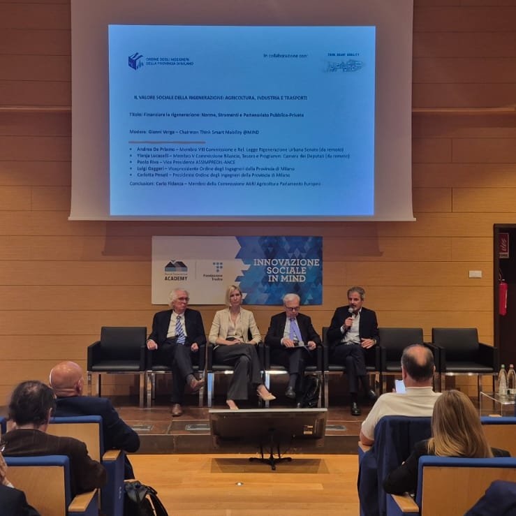Al convegno "Il valore sociale della rigenerazione: agricoltura, industria e trasporti", oggi presso #MIND Milano Innovation District, il Vice Presidente Paolo Riva è intervenuto nel panel “Finanziare la rigenerazione: norme, strumenti e Partenariato Pubblico-Privato”.