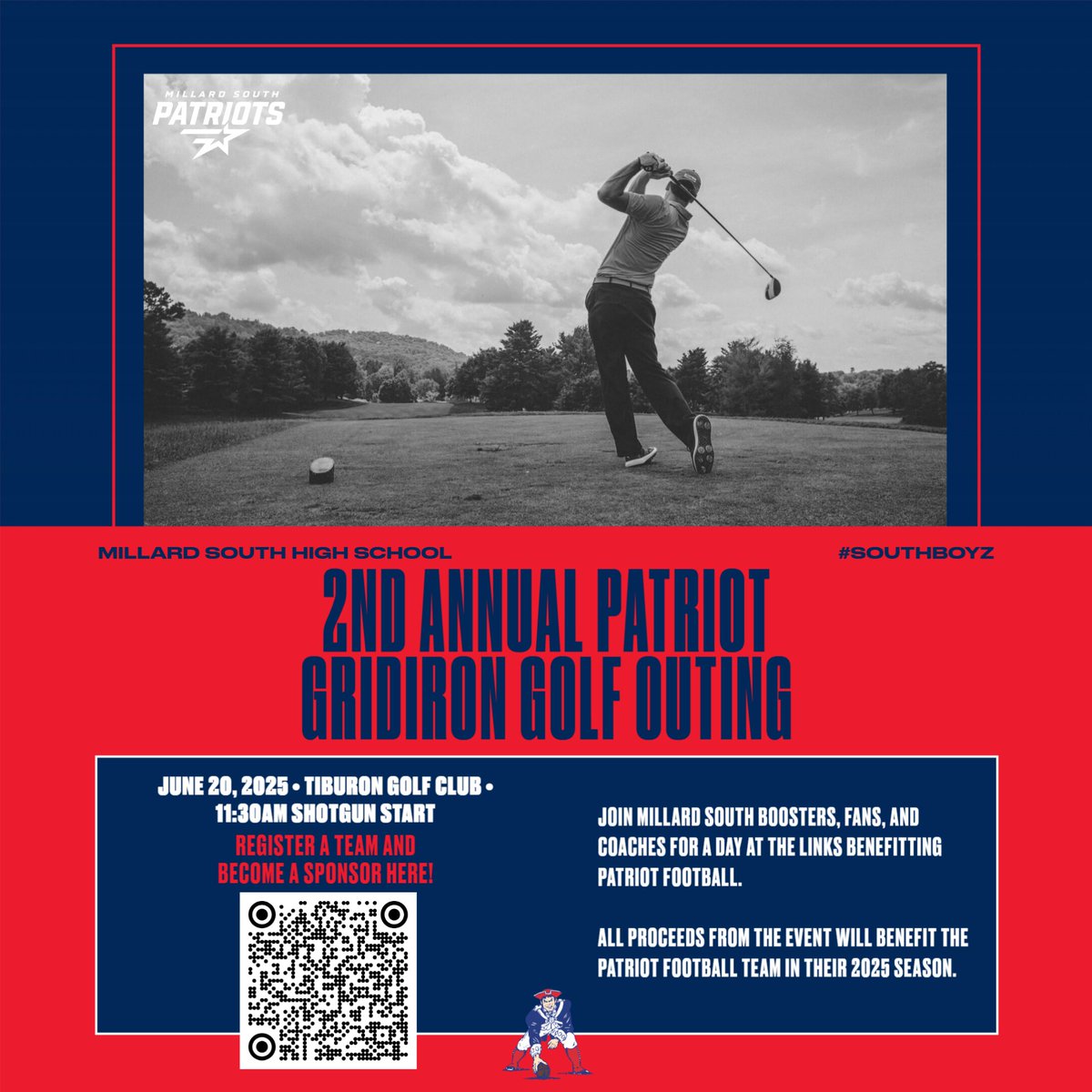 Spots are filling up fast! We are excited to partner with <a href="/TheCharityGolf/">Charity Golf International 🏌️‍♂️</a> on June 20th for the Patriot Gridiron Golf Outing! Register here or contact Coach Mendenhall! 
events.golfstatus.com/event/patriot-…