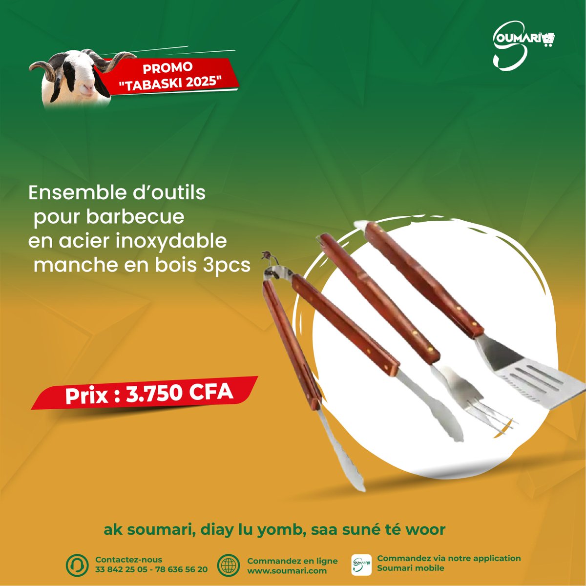 Soumaricom's tweet photo. 🎊 PROMO "TABASKI 2025"  🎊 

Préparez la fête de la Tabaski sereinement avec nos réductions exceptionnelles !
Du 15 mai au 10 juin 2025, faites-vous plaisir à petit prix. 

🌐 Commandez vite en ligne sur https://t.co/511nsHfR2t 
📲 Ou via notre application mobile Soumari 
📌 Agence Soumari rue Félix Eboué, à côté du rond-point Pompier 
📞 33 842 25 05 ou au 78 636 56 20

Ak Soumari, diay lu yomb saa suné té woor 

#soumari #boutiqueenligne #promotabaski2025 #refrigerateur #smarttechnology #astech #congelateur #barbecue