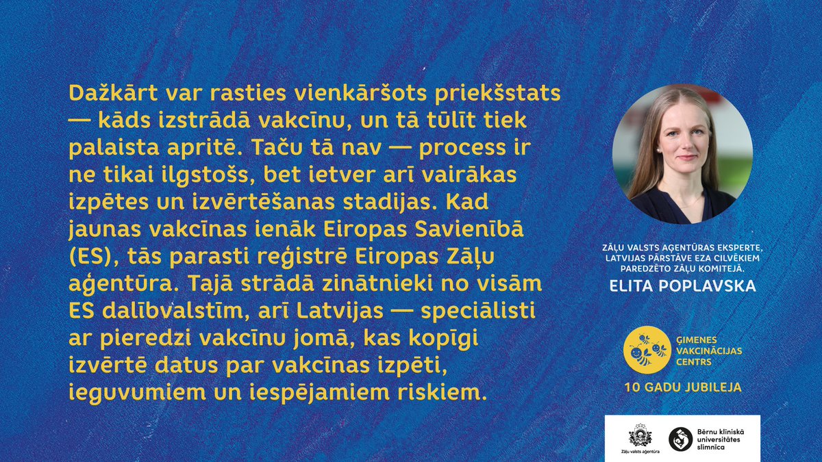 Zāļu valsts aģentūra (@zvalatvija) on Twitter photo 📍Kampaņas “Tici zinātnei! Vakcinējies!” ietvaros <a href="/ZVALatvija/">Zāļu valsts aģentūra</a> eksperte Elita Poplavska, skaidro, kā eksperti izvērtē vakcīnu drošumu un efektivitāti. 💉
Lasi interviju šeit 🔗ej.uz/vakcinuregistr… 📍Kampaņas “Tici zinātnei! Vakcinējies!” ietvaros <a href="/ZVALatvija/">Zāļu valsts aģentūra</a> eksperte Elita Poplavska, skaidro, kā eksperti izvērtē vakcīnu drošumu un efektivitāti. 💉
Lasi interviju šeit 🔗ej.uz/vakcinuregistr…