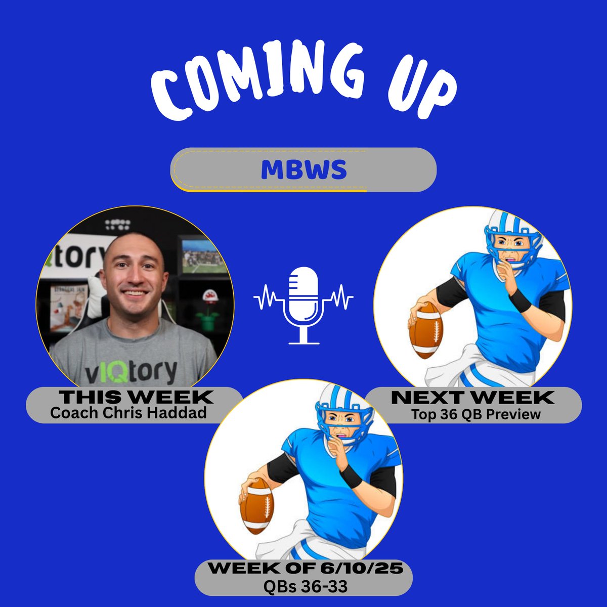 MorningBrewwithStew (@stewmorning) on Twitter photo Here are the next 3 Episodes.
Tomorrow: <a href="/chrisvIQtory/">Chris Haddad</a>, Coaching WR's
Next Week: Top 36 QB Countdown Preview Ft. <a href="/JHunt006/">Proffesor J</a>
Week of 6/10/25: Top 36 QB Countdown, QBs 36-33 Ft. <a href="/JHunt006/">Proffesor J</a> Here are the next 3 Episodes.
Tomorrow: <a href="/chrisvIQtory/">Chris Haddad</a>, Coaching WR's
Next Week: Top 36 QB Countdown Preview Ft. <a href="/JHunt006/">Proffesor J</a>
Week of 6/10/25: Top 36 QB Countdown, QBs 36-33 Ft. <a href="/JHunt006/">Proffesor J</a>