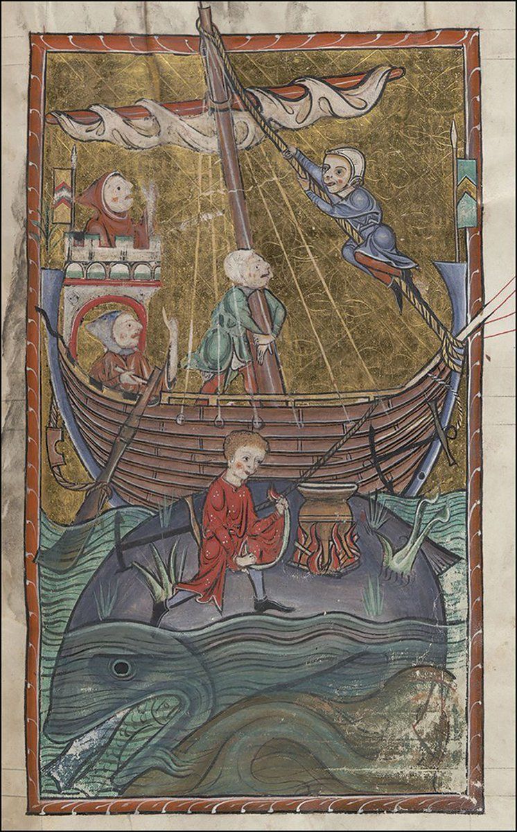 Did medieval sailors cook on the backs of whales, like in this wonderfully-illustrated 13th century bestiary? #ManuscriptMonday

It's certainly fun to envisage, but they also had the facilities to cook onboard.

🆓 doi.org/10.15184/aqy.2…