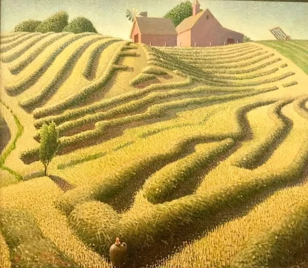 RaBeArt's tweet image. Haying, 1939. Artist: Grant Wood.  
#Art #GrantWood #Haying #paintings
