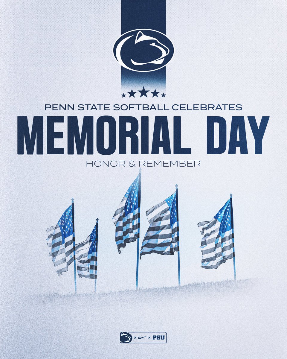 On this Memorial Day, Penn State softball would like to take a moment to honor and remember all those who lost their lives in defense of our nation🇺🇸

May the memory of the fallen forever remind us of the sacrifices made for our freedom❤️🤍💙

#WeAre | #NextStop