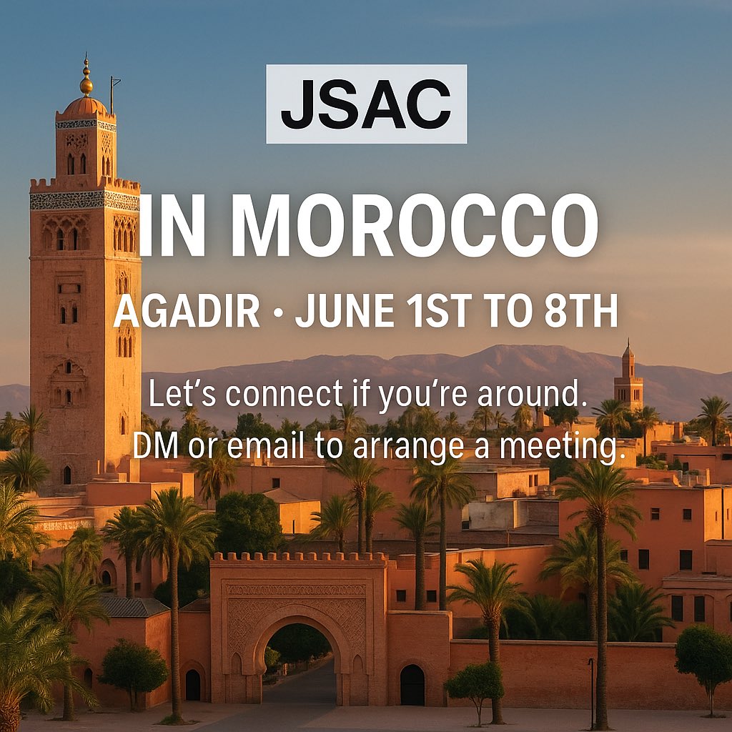 Jssportsagent's tweet image. 📍 🇲🇦 JSAC in Agadir — June 1st to 8th

Let’s make things happen 💼⚽
#JSAC #FootballAgency #Morocco #Agadir #PlayerRepresentation #JSACOnTheMove