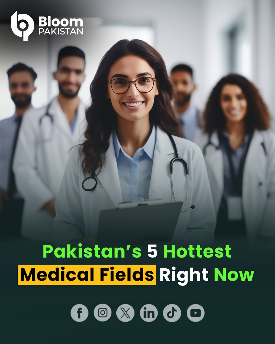 bloom_pakistan's tweet photo. Top 5 Medical Fields in Pakistan
#BloomPakistan #TopMedicalFields #PakistanHealthcare #MedicalCareers #Top5Fields #FutureDoctors
Read Complete Updates:
https://t.co/YpQvOMYHFn https://t.co/w9SIdj9s7W
