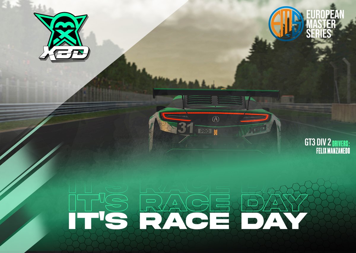 XBD RACING MOTORSPORT (@xbdracing) on Twitter photo Hoy se decide el campeón y el podio final de la <a href="/EMS_iRacing/">European Master Series</a>
Por el titulo lucharán <a href="/IZer91/">Roberto C Freezer</a> & <a href="/Alejandro_ar55/">Alejandro Avín Ruisánchez</a> de <a href="/SimufyEsports/">Simufy Esports</a>🤝
<a href="/ROLL3RBALL/">Rubens Llorente</a> peleará con Jorge y Gines de <a href="/asturtelesports/">Asturtel eSports</a> por el tercer puesto ⚔️
<a href="/FMR2721993/">felisiin93</a> vuelve a pista 😍 ¡Vamos!
📹 twitch.tv/ems_iracing Hoy se decide el campeón y el podio final de la <a href="/EMS_iRacing/">European Master Series</a>
Por el titulo lucharán <a href="/IZer91/">Roberto C Freezer</a> & <a href="/Alejandro_ar55/">Alejandro Avín Ruisánchez</a> de <a href="/SimufyEsports/">Simufy Esports</a>🤝
<a href="/ROLL3RBALL/">Rubens Llorente</a> peleará con Jorge y Gines de <a href="/asturtelesports/">Asturtel eSports</a> por el tercer puesto ⚔️
<a href="/FMR2721993/">felisiin93</a> vuelve a pista 😍 ¡Vamos!
📹 twitch.tv/ems_iracing