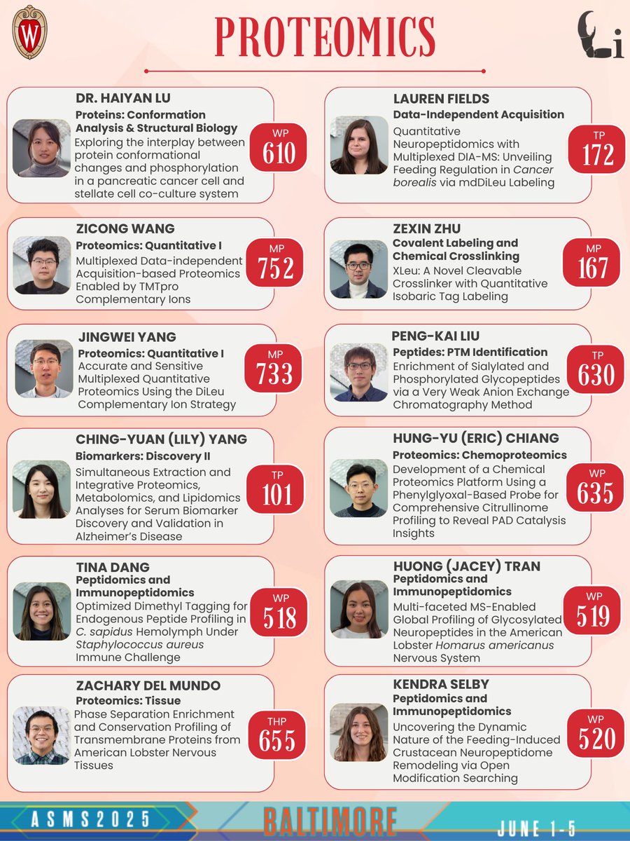 LiResearch's tweet image. #ASMS2025 is around the corner and we can&apos;t wait to share our latest MS research with you 🥳🥳🥳 Check out the special presentation of our PI @LingjunLi2 at the @bsi_peaks User Meeting, 4 exciting orals and 22 informative posters from our lab this year 🤓🤓🤓