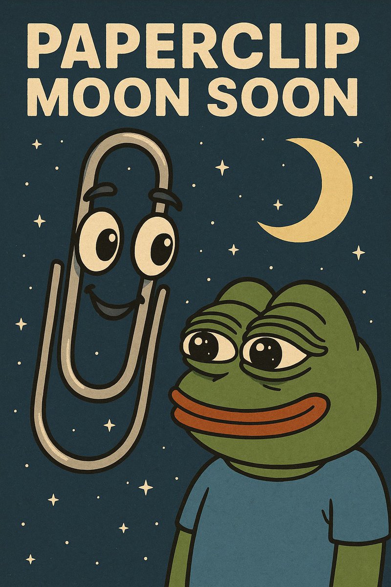 PaperclipFlip's tweet photo. Some coins have utility.
Some have hype.
But Paperclip has story.
It’s about belief.
That you can start with something small—something everyone overlooks—and flip it, one trade at a time, into something unbelievable.
That’s what Kyle MacDonald did with a red paperclip.
That’s what we’re doing now.

Pepe gets it.
You don’t need noise, just vision.
You don’t need millions, just momentum.
This isn’t a pump. It’s a quiet signal.
A meme with meaning. A project that’s actually about something.
A community that remembers how this whole space started—trading jokes into gold.

📎 Paperclip Moon Soon.
#paperclip #pepe #solana #memecoin #altszn #fliptheclip #Paperclip #Memecoin #Altseason #FromClipToCastle #MoonSoon #Solana #PepePower