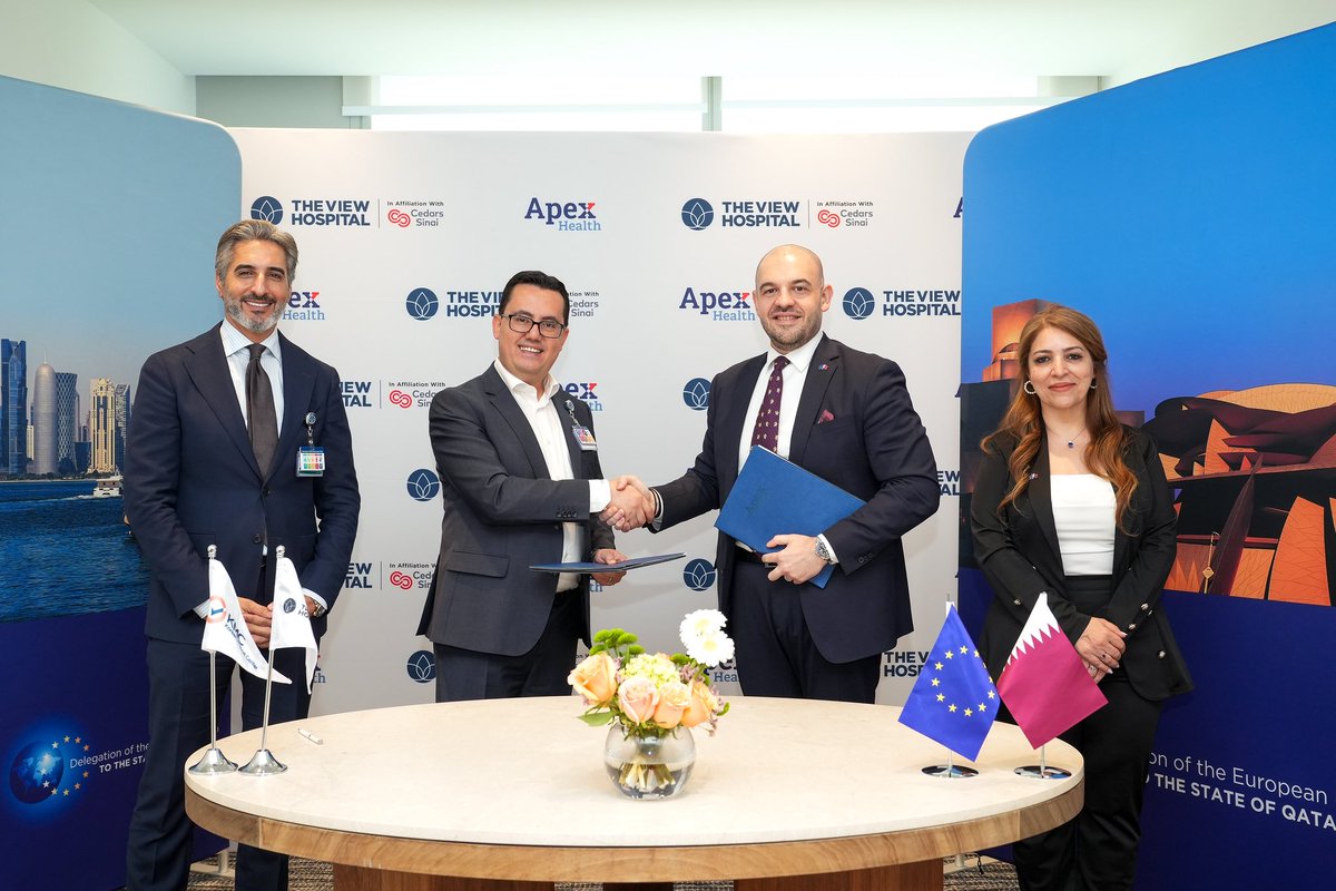 The Delegation of the European Union to the State of Qatar is pleased to sign a Memorandum of Understanding (MoU) with The View Hospital, in affiliation with Cedars-Sinai.

This partnership aims to enhance healthcare collaboration, including support for Delegation staff, early