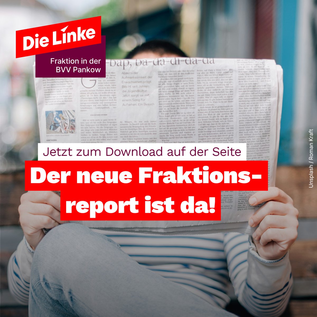 Der neue Fraktionsreport ist da! 📰 Die neue Ausgabe der gedruckten Zeitung der Linksfraktion #Pankow kann man auch auf unserer Webseite lesen oder runterladen: linksfraktion-pankow.de/meldungen/frak…