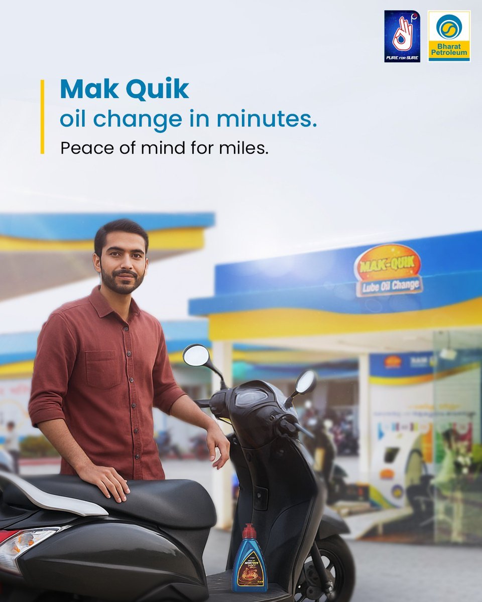Your time is valuable and so is your engine. With MAK Quik, get a fast, mechanized oil change done right in front of your eyes, using 100% genuine MAK oil.

✅ Quick service
✅ No service charge – pay only for the oil
✅ Plus, enjoy special offers while you're at it.