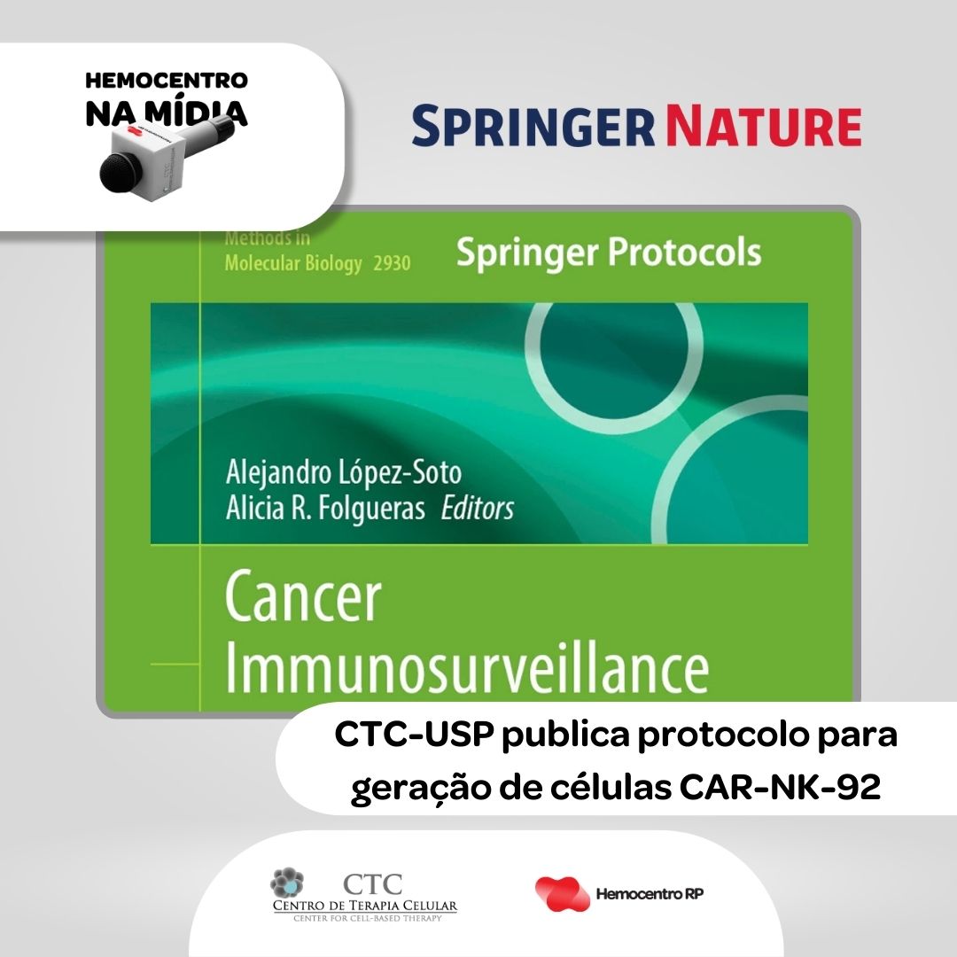 CTC USP (@ctc_usp) on Twitter photo Pesquisadores do CTC-USP e <a href="/hemocentrorp/">Hemocentro RP</a> acabam de publicar um capítulo no livro “Cancer Immunosurveillance”, da renomada editora <a href="/SpringerNature/">Springer Nature</a>!
O conteúdo apresenta um protocolo eficiente para gerar células CAR-NK-92.
🔗 Saiba mais no nosso site: bit.ly/4dwBn8q Pesquisadores do CTC-USP e <a href="/hemocentrorp/">Hemocentro RP</a> acabam de publicar um capítulo no livro “Cancer Immunosurveillance”, da renomada editora <a href="/SpringerNature/">Springer Nature</a>!
O conteúdo apresenta um protocolo eficiente para gerar células CAR-NK-92.
🔗 Saiba mais no nosso site: bit.ly/4dwBn8q