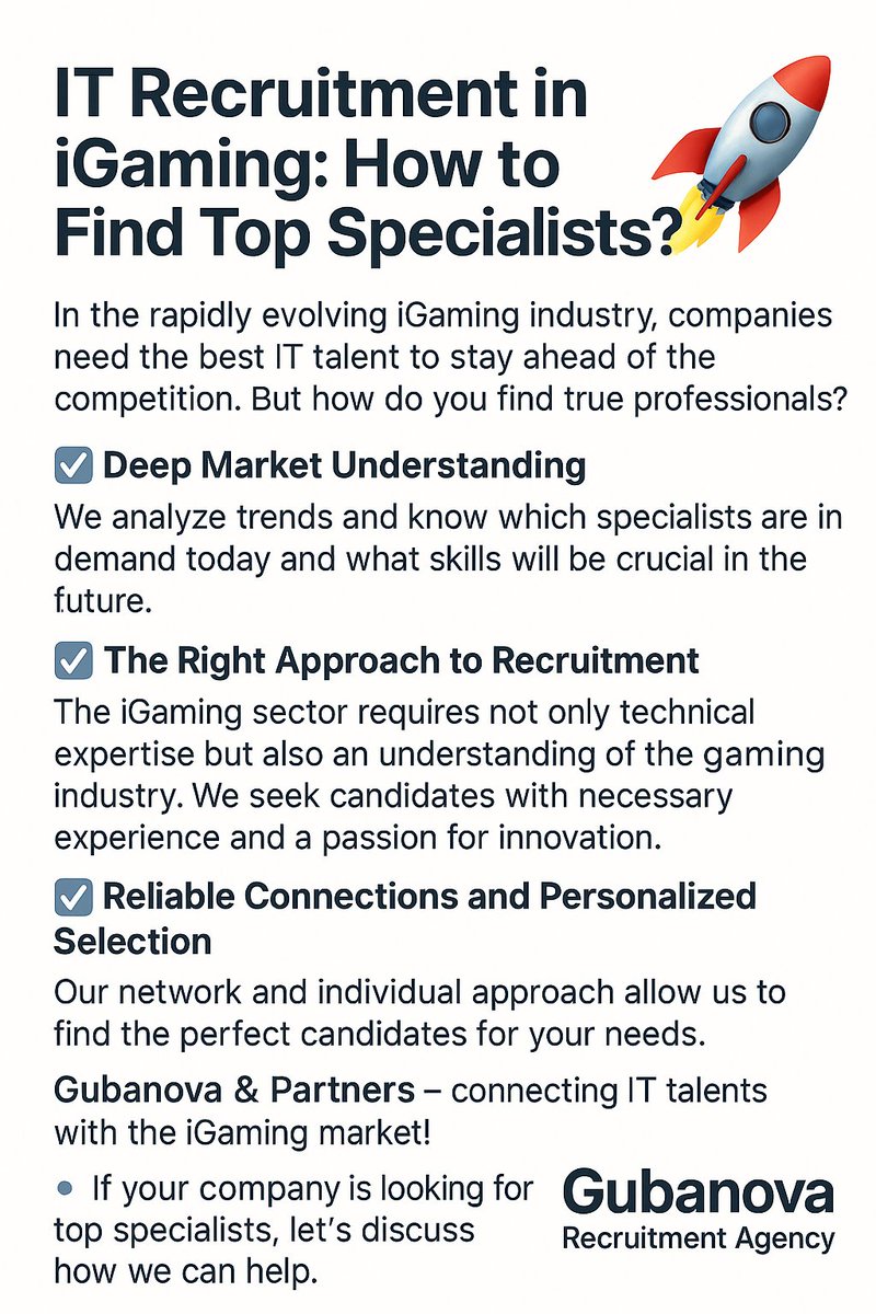 GubanovaPartne2's tweet photo. #IT #Recruitment #iGaming #HR https://t.co/gOFXp0y58x
