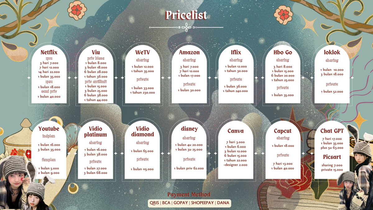 kiki jual canva, netflix, viu, robux, welkin tweet media