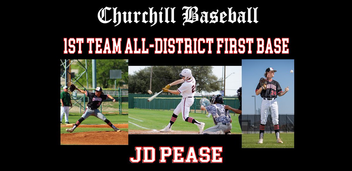 Churchill Baseball (@sawcbaseball) on Twitter photo We’re definitely going to miss this guy next year. Congrats to JD for this and all the his accomplishments the last few years‼️
<a href="/pease_jd/">JD Pease</a> <a href="/NeisdAthletics/">NEISD ATHLETICS</a> <a href="/csa_wc/">WC_CSA</a> <a href="/CoachNateShaw/">Nate Shaw</a> <a href="/bloomer_sa/">Todd Bloomer</a> We’re definitely going to miss this guy next year. Congrats to JD for this and all the his accomplishments the last few years‼️
<a href="/pease_jd/">JD Pease</a> <a href="/NeisdAthletics/">NEISD ATHLETICS</a> <a href="/csa_wc/">WC_CSA</a> <a href="/CoachNateShaw/">Nate Shaw</a> <a href="/bloomer_sa/">Todd Bloomer</a>