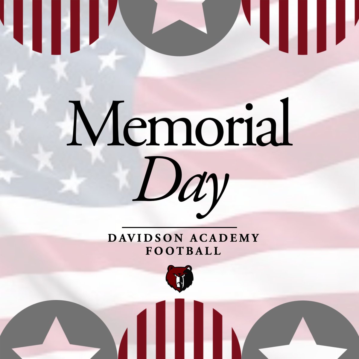 Davidson Academy Football (@bearsdavidson) on Twitter photo Today we remember and honor the men and women that have made the ultimate sacrifice to protect us and sustain our freedoms 🇺🇸
<a href="/davidsonacademy/">Davidson Academy</a> <a href="/athletics_da/">DA Athletics</a> Today we remember and honor the men and women that have made the ultimate sacrifice to protect us and sustain our freedoms 🇺🇸
<a href="/davidsonacademy/">Davidson Academy</a> <a href="/athletics_da/">DA Athletics</a>
