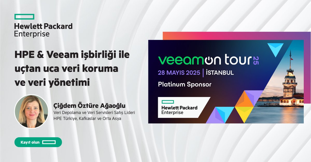 Güçlü iş birlikleri, güçlü veri koruması demektir.
HPE olarak, VeeamON Tour Türkiye 2025’te platin sponsor olarak yer almanın gururunu yaşıyoruz.
 
28 Mayıs 2025’te İstanbul’da gerçekleşecek bu büyük buluşmada, iş ortaklarımızla birlikte dijital dayanıklılığı yeniden tanımlamak