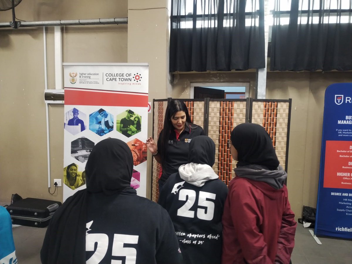 College of Cape Town (@cct_official) on Twitter photo Career Exhibition at Al Azhar High School, Athlone
Grateful for the warm welcome! Wonderful engagement with Grades 9–12 learners.
#CareerExpo
#AlAzharHigh
#StudentRecruitment Career Exhibition at Al Azhar High School, Athlone
Grateful for the warm welcome! Wonderful engagement with Grades 9–12 learners.
#CareerExpo
#AlAzharHigh
#StudentRecruitment