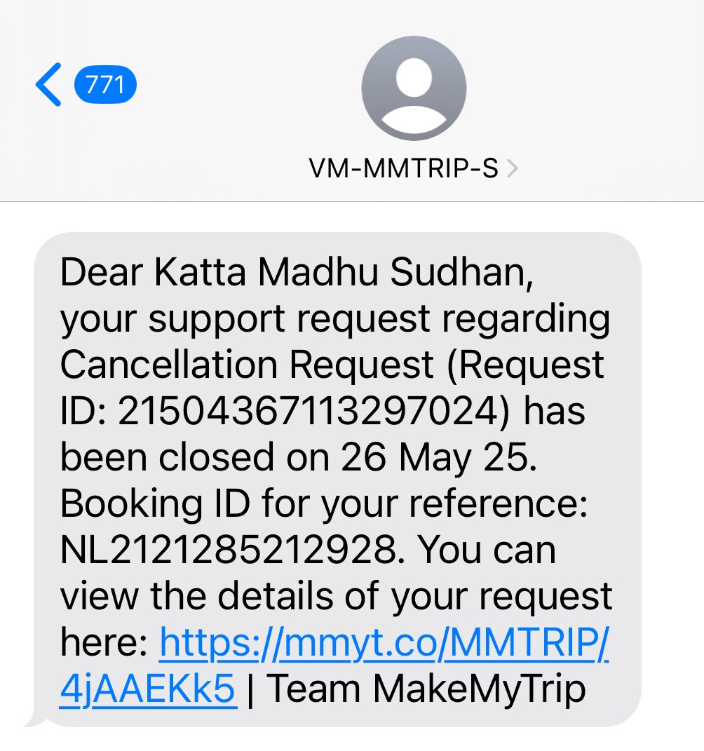Madhu_Rao_katta's tweet image. Another feather in #MakeMyFraudTrip cap – my service request was closed without any resolution or response. No refund, no explanation. Screenshot attached. Is this how you treat your customers? @makemytrip @tourismgoi @ConsumerAffairs #FraudAlert #CustomerScam