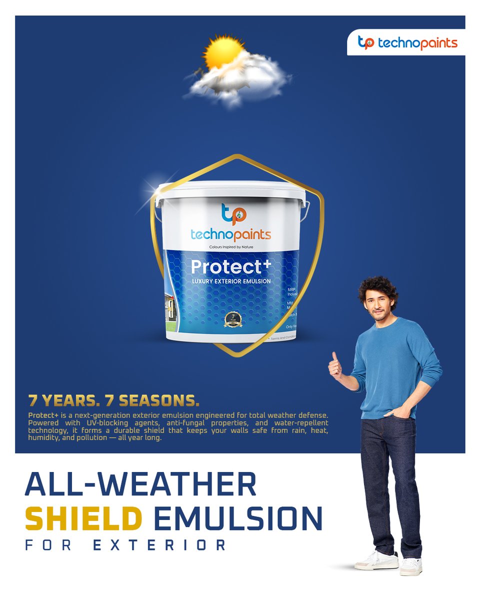 TechnopaintsS's tweet image. When it comes to trust and performance, even Superstar Mahesh Babu chooses Techno Paints!
PROTECT+ Luxury Exterior Emulsion from Techno Paints. 

✅ Superior Weather Resistance
✅ Long-Lasting Luxury Finish
✅ Trusted by the Best
#ProtectPlus #ssmb #technopaints