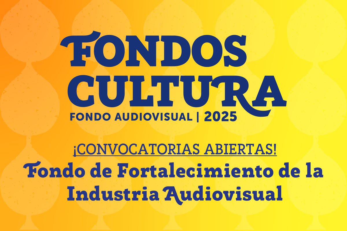 🎬 ¡Atención sector audiovisual!

Ya está abierta la convocatoria al Fondo de Fortalecimiento de la Industria Audiovisual 🎥

📅 Postula hasta el lunes 23 de junio

ℹ️ Más información en 👉 fondosdecultura.cl/area/fortaleci…