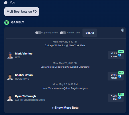 We've got early MLB action so take advantage of the best bets across the league 

Instantly access top plays with an edge all day long