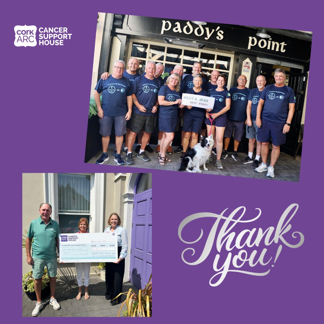 It was a pleasure to meet Bill and Jean who visited Cork ARC recently to give a fantastic donation of €1,000. and also to tell us all about the group at Paddy's Point in Spain who embarked on the Camino de Santiago in April and raised these funds on their behalf.

Thank you!!