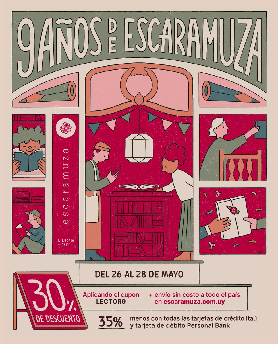 Atenti, Uruguay 🇺🇾 

<a href="/_Escaramuza/">Escaramuza</a> está de cumple y lo festeja mimando a los lectores: entre 30% y 35% de descuentos + envío sin cargo a todo el país: escaramuza.com.uy 🎂