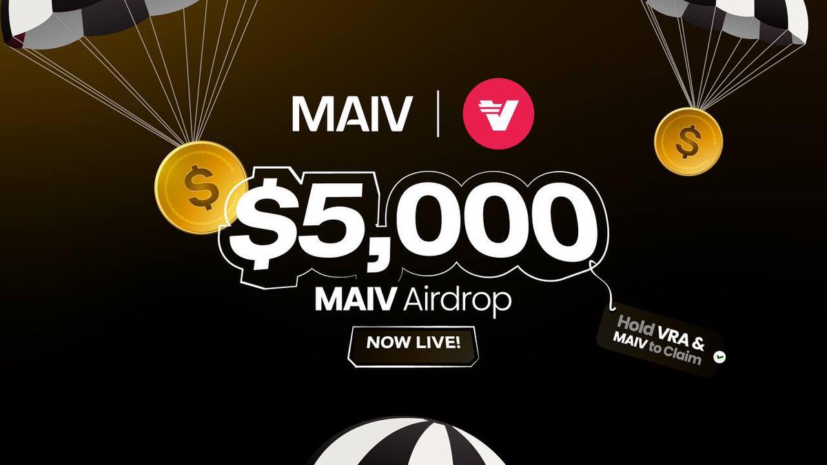 MAIV_FINANCE's tweet photo. 🪂 MAIV x Verasity AIRDROP IS LIVE 🪂

To celebrate our recent partnership with @verasitytech, we’re airdropping $5,000 in $MAIV to the Verasian community!

🎯 First 100 verified = $50 each
💰 Must hold $VRA + $MAIV
🕒 Starts NOW. Snapshot: June 20

Enter & review eligibility below (read carefully)👇